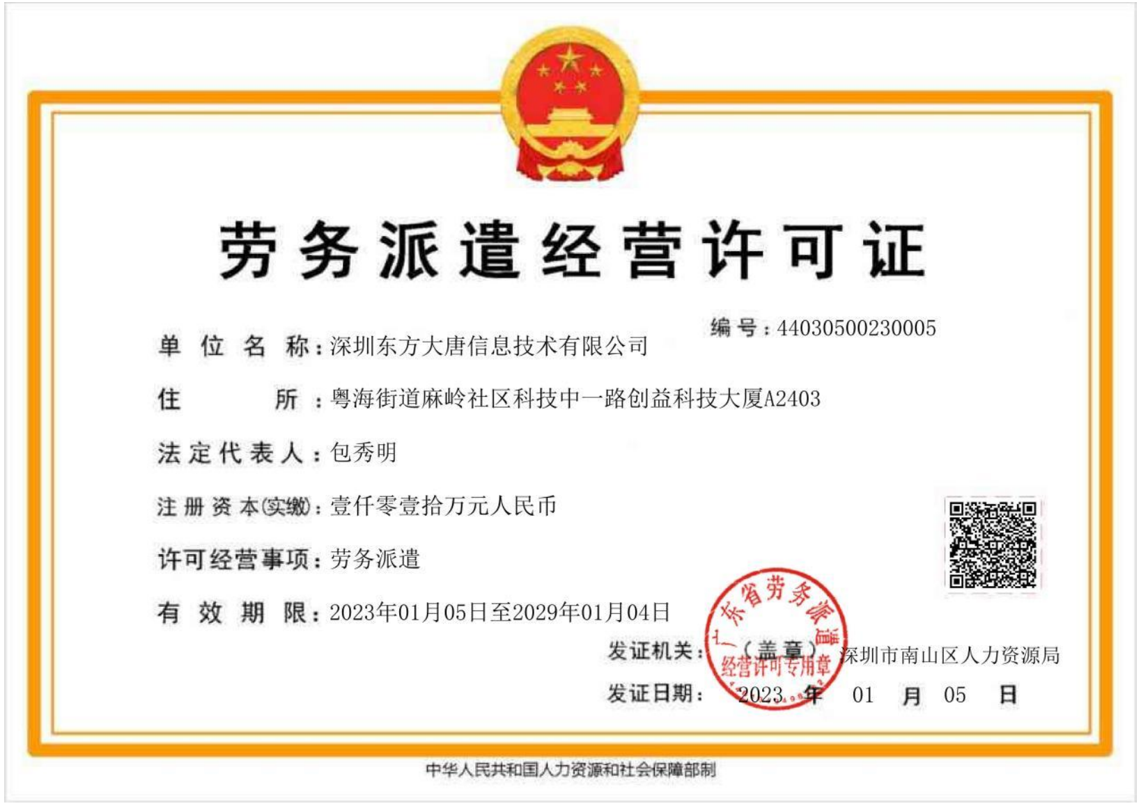 劳务派遣经营许可证资料缩略图
